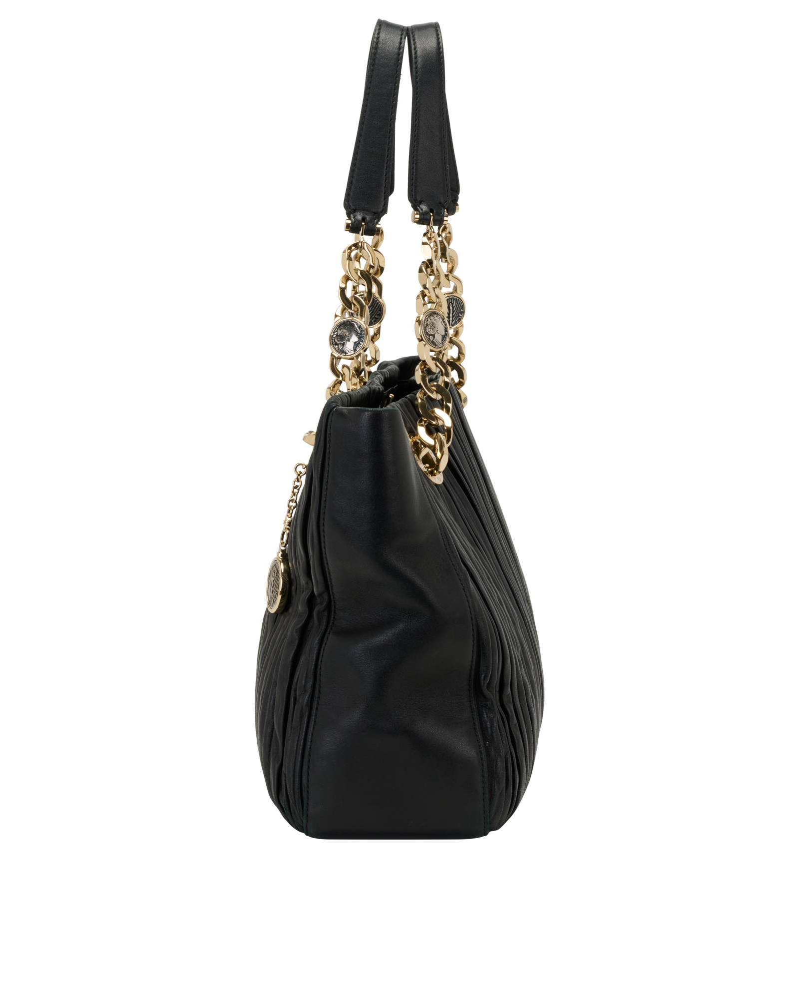 Plisse Tote, &pound;375, Handbags, Black, Leather, Bottom view